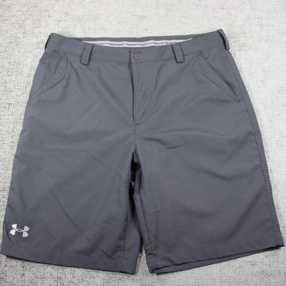 Under Armour Mens Golf Shorts Gray Flat Front Performance Stretch Size 34